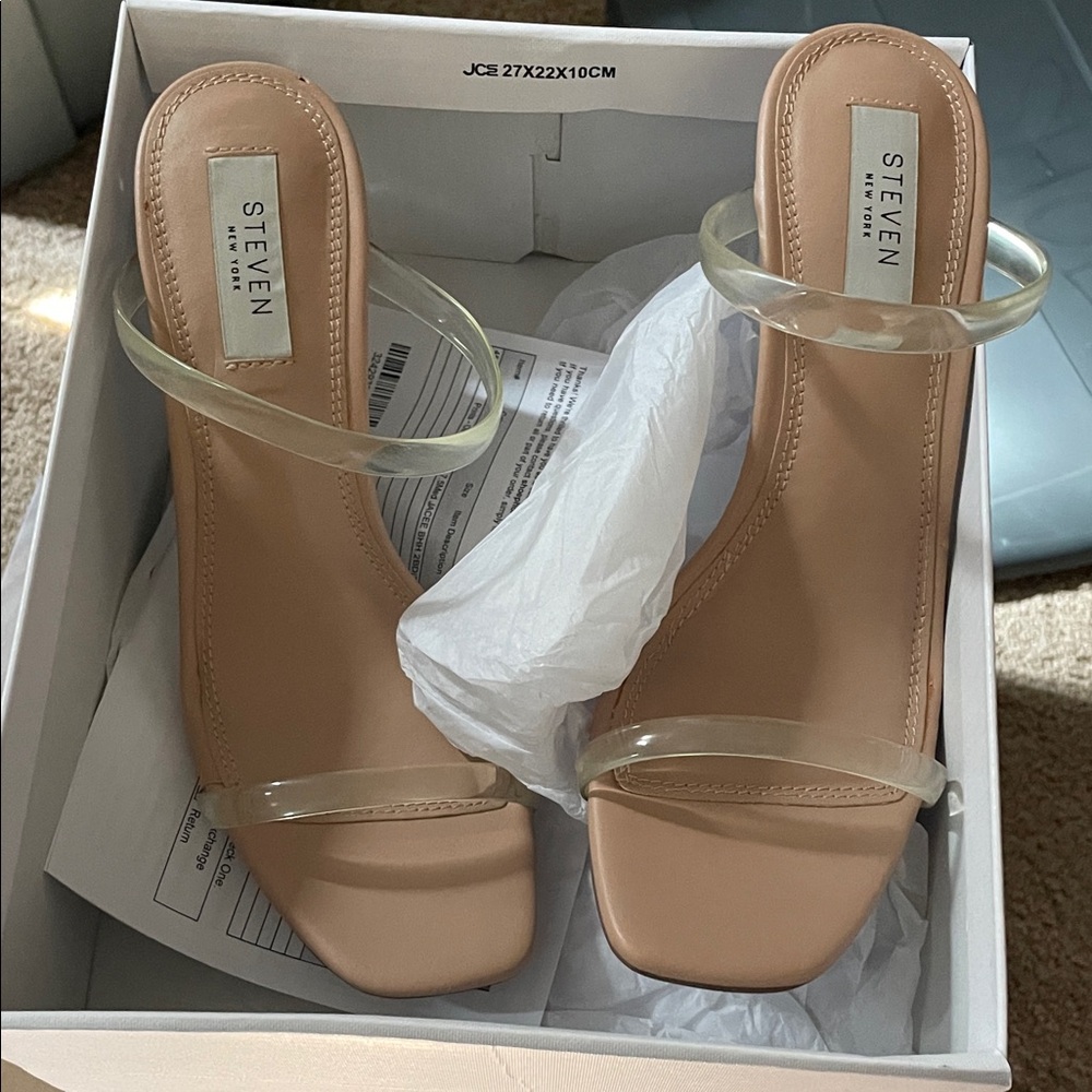 Steven Nude Women's Heels with Transparent Straps